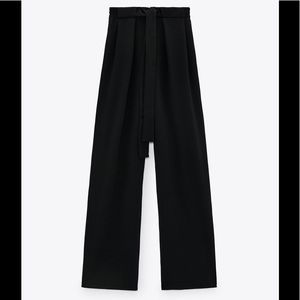 NWT Zara Wide Flowy Pants Black Sz Small